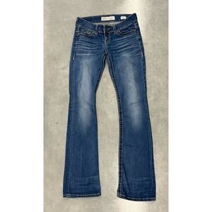 BKE Stella Jeans Women's 27L Long Slim Bootcut Blue Buckle Denim